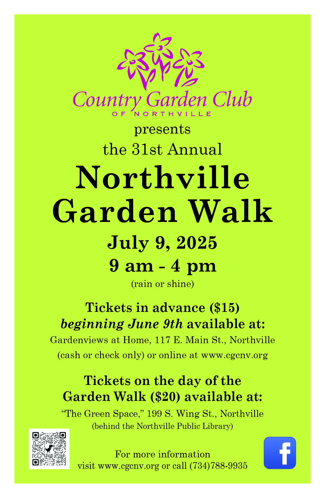 Northville Garden Walk event flyer, July 9, 2025.