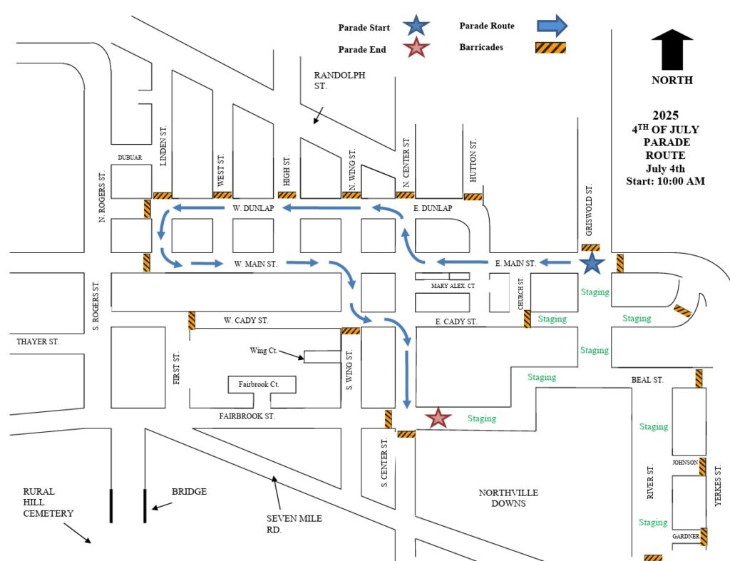 4th of july parade map 2025 2025 Northville July 4th parade route map.