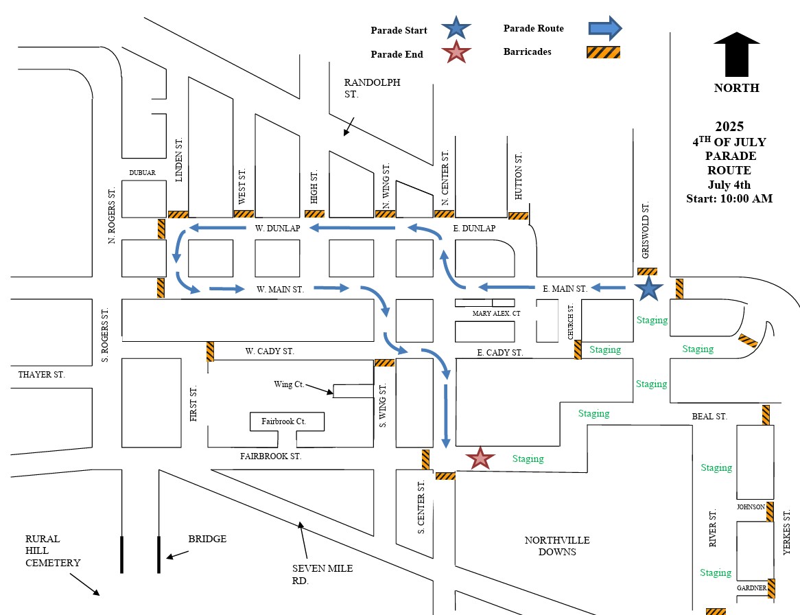 4th of july parade map 2025 2025 Northville July 4th parade route map.